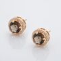 18k Gold Plated Round Smoky Quartz Stud Earrings, thumbnail 2 of 3