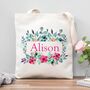 Floral Name Tote Bag, thumbnail 1 of 2