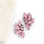 Pink Leaf Crystal Stud Earrings, thumbnail 3 of 3