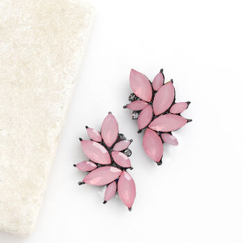 Pink Leaf Crystal Stud Earrings, 3 of 3