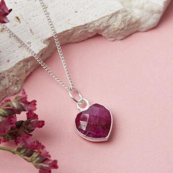 Healing Ruby Heart Gemstone Sterling Silver Necklace, 2 of 10