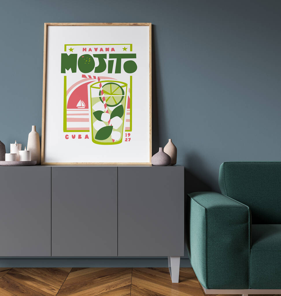 Havana Mojito Cocktail Print By Almanac Co