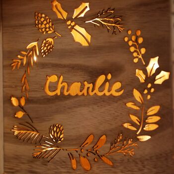 Personalised Wooden Advent Calendar Light Box, 2 of 4