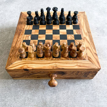 Personalised Olive Wood Full Chess Board Set, 2 of 7