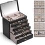 Large Black Six Layers Jewellery Box Case, thumbnail 2 of 6