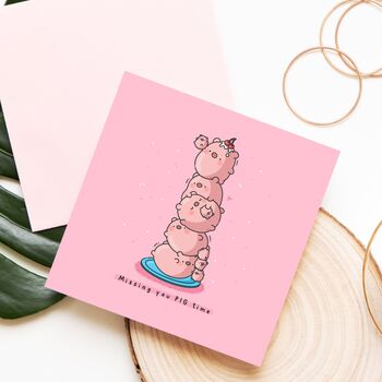 Cute Pig Stack Greetings Card, 6 of 9