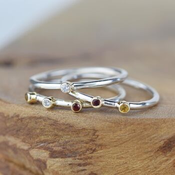 Solid 9ct Gold Custom Single Birthstone Stacking Ring, 5 of 9