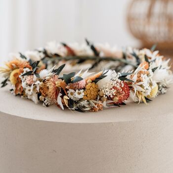 Gabriella Orange Dried Flower Crown Wedding Headband, 5 of 5