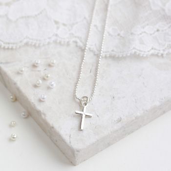 Silver Cross Personalised Birthstone Necklace By Adore Baby ...
