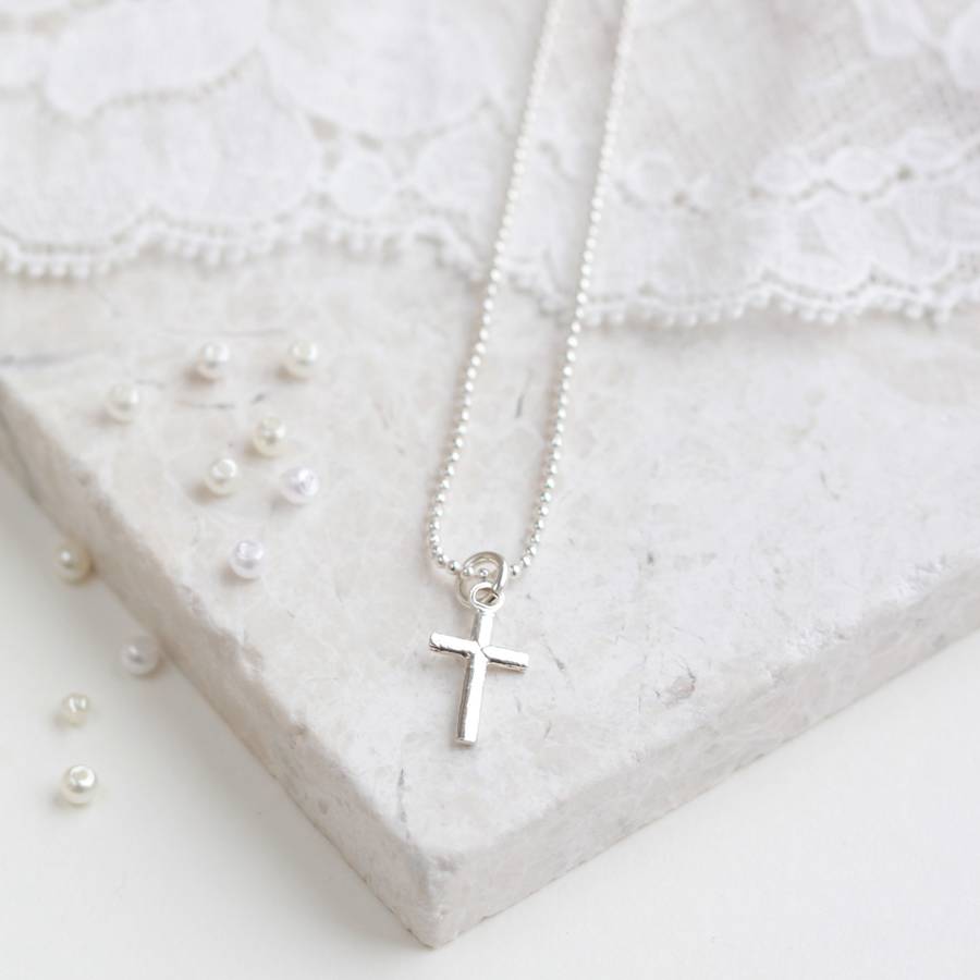 Silver Cross Personalised Birthstone Necklace By Adore Baby