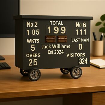 Personalised Cricket Scoreboard Desk Tidy, 4 of 7