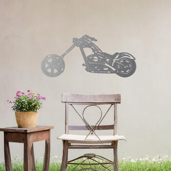 Chopper Motorcycle Metal Wall Art Gift For Garden Decor Enthusiasts, 7 of 10