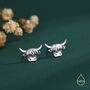 Sterling Silver Delicate Highland Cow Stud Earrings, thumbnail 1 of 11