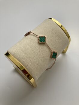 Adina Clover Bracelet Rose Gold Emerald, 5 of 6