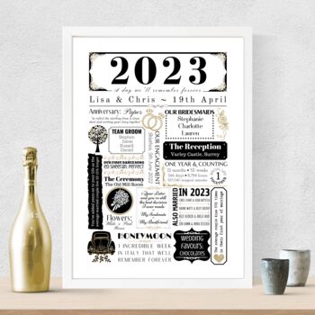 Personalised First Wedding Anniversary Paper Print, 5 of 6