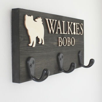 Personalised Walkie's Dog Name And Breed Dog Hook Sign, 5 of 11
