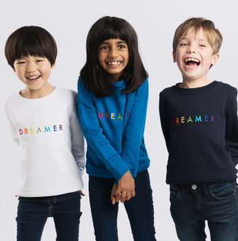 'Dreamer' Rainbow Embroidered Children's Sweatshirt, 6 of 12