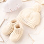 Toffee Moon Cream Knitted Baby Booties, thumbnail 5 of 12