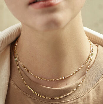 Figaro Chain Necklace 18ct Gold Vermeil, 3 of 4