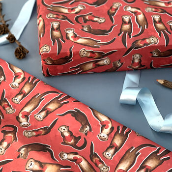 Otter Love Hearts Wrapping Paper, 6 of 7