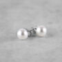White Freshwater Pearl Sterling Silver Stud Earrings, thumbnail 2 of 10