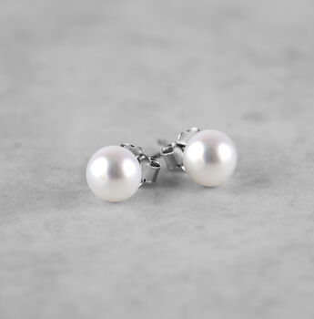 White Freshwater Pearl Sterling Silver Stud Earrings, 2 of 10