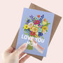 Flower Bunch Love You Mum Mother's Day Greeting Card, thumbnail 2 of 8