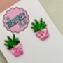 House Plant Glitter Earrings / Plant Lover Gift / Botanical Statement Jewellery / Cute Garden Accessories, thumbnail 5 of 5