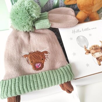 Highland Cow Winter Baby Gift Hamper, 2 of 12