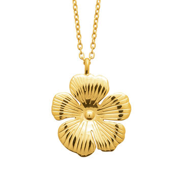 Flower Necklace In Golden Stainless Steel, 2 of 4