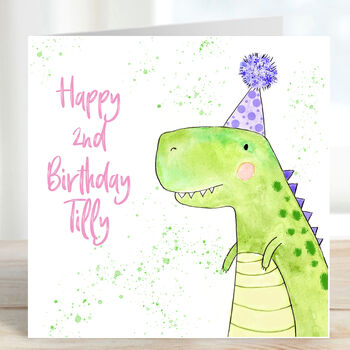 Personalised Green Dinosaur Birthday Card, 3 of 3