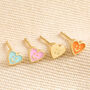 Set Of Four Mismatched Heart Face Stud Earrings In Gold, thumbnail 1 of 6