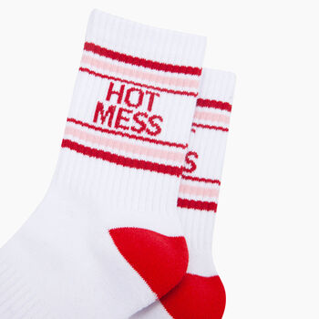 Hot Mess Organic Cotton Sports Socks In White, 2 of 4