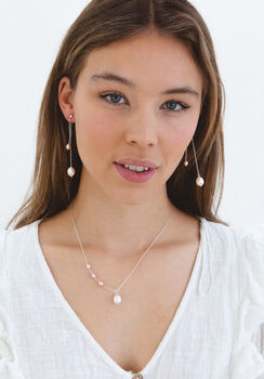 Silver , Gold Or Rose Freshwater Pearl Necklace, 2 of 5