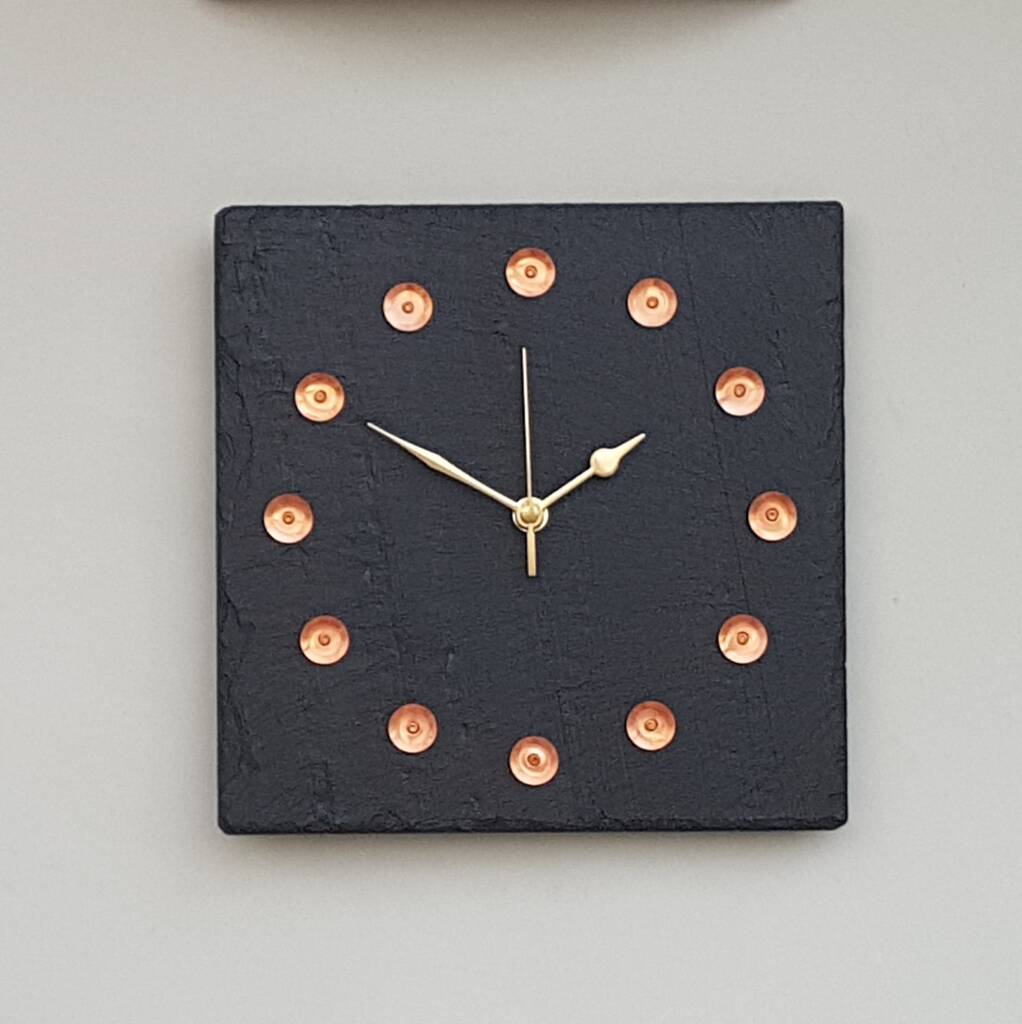 Slate And Copper Square Clock, 1 of 4