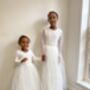Long Sleeve Lace Flower Girl Dress – Heart Back Tulle Dress For Communion And Christening, thumbnail 7 of 12