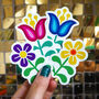 Rainbow Scandi Folk Art Style Flower Vinyl Stickers, thumbnail 1 of 5