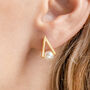 Triangle Shaped Studs With Pearl Detail, thumbnail 1 of 3