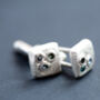 Chunky Cufflinks In Sterling Silver And Sapphire, thumbnail 1 of 3