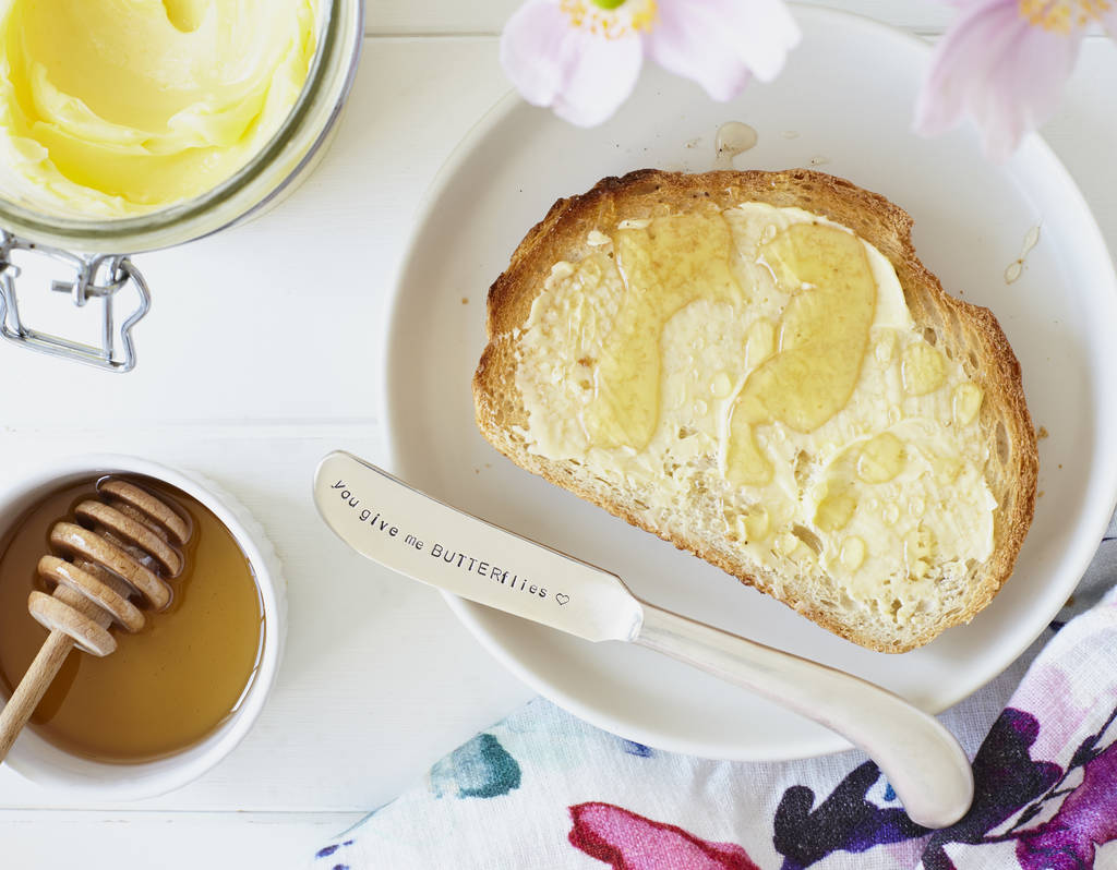 personalised silver plated peanut butter knife by the cutlery