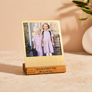 Personalised Brass And Wood Desk Photo Block, 4 of 7