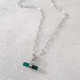 The T Bar Green Onyx Necklace, Silver, thumbnail 4 of 8