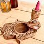 Mango Wood Backflow Incense Holder Hamsa Hand, thumbnail 2 of 5