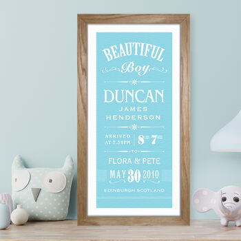 Personalised New Baby Boy Birth Print, 2 of 5