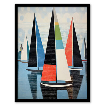 The Yacht Race Sail Boats At Sea Blue Wall Art Print, 5 of 6
