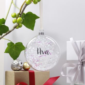 Personalised Iridescent Flat Christmas Bauble, 5 of 8