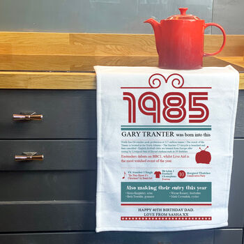 Personalised 40th Birthday Gift Microfibre Tea Towel, 2 of 9