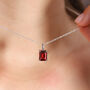 Garnet Emerald Cut Pendant Necklace In Sterling Silver And Gold, thumbnail 1 of 7