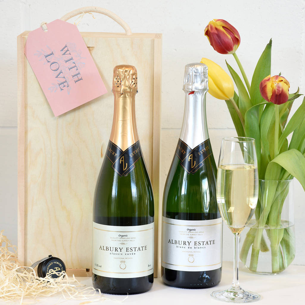 english sparkling wine lovers gift box by albury organic vineyard