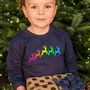 Neon Rainbow Reindeers Kids Christmas Sweatshirt Jumper, thumbnail 1 of 7